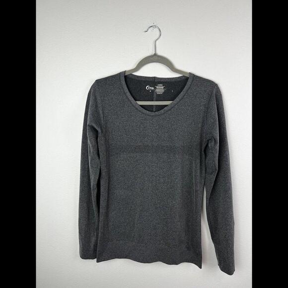 Zyia Active Performance Seamless Athletic Shirt Vented Long Sleeve Gray Womens M - Picture 1 of 8